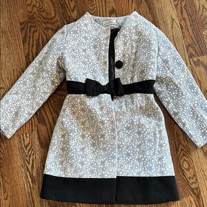 Kids Floral Pattern Coat with Black Accents